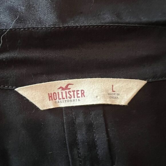 Hollister black drape belted coat. Size large‎ - Picture 3 of 11